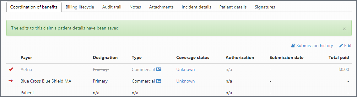 Coordination of benefits tab after you add the new primary. Coordination of benefits tab after you add the new primary.